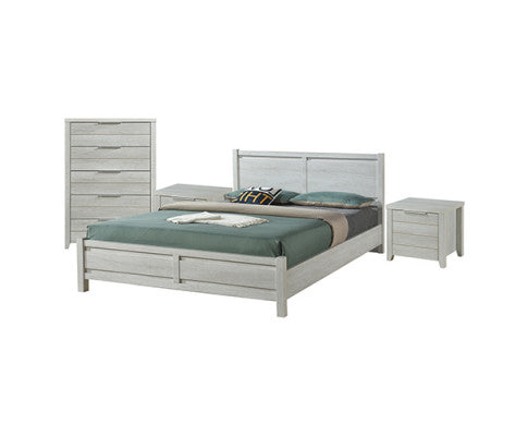ALVARRO QUEEN 3 PIECE (BEDSIDE) BEDROOM SUITE - WHITE ASH