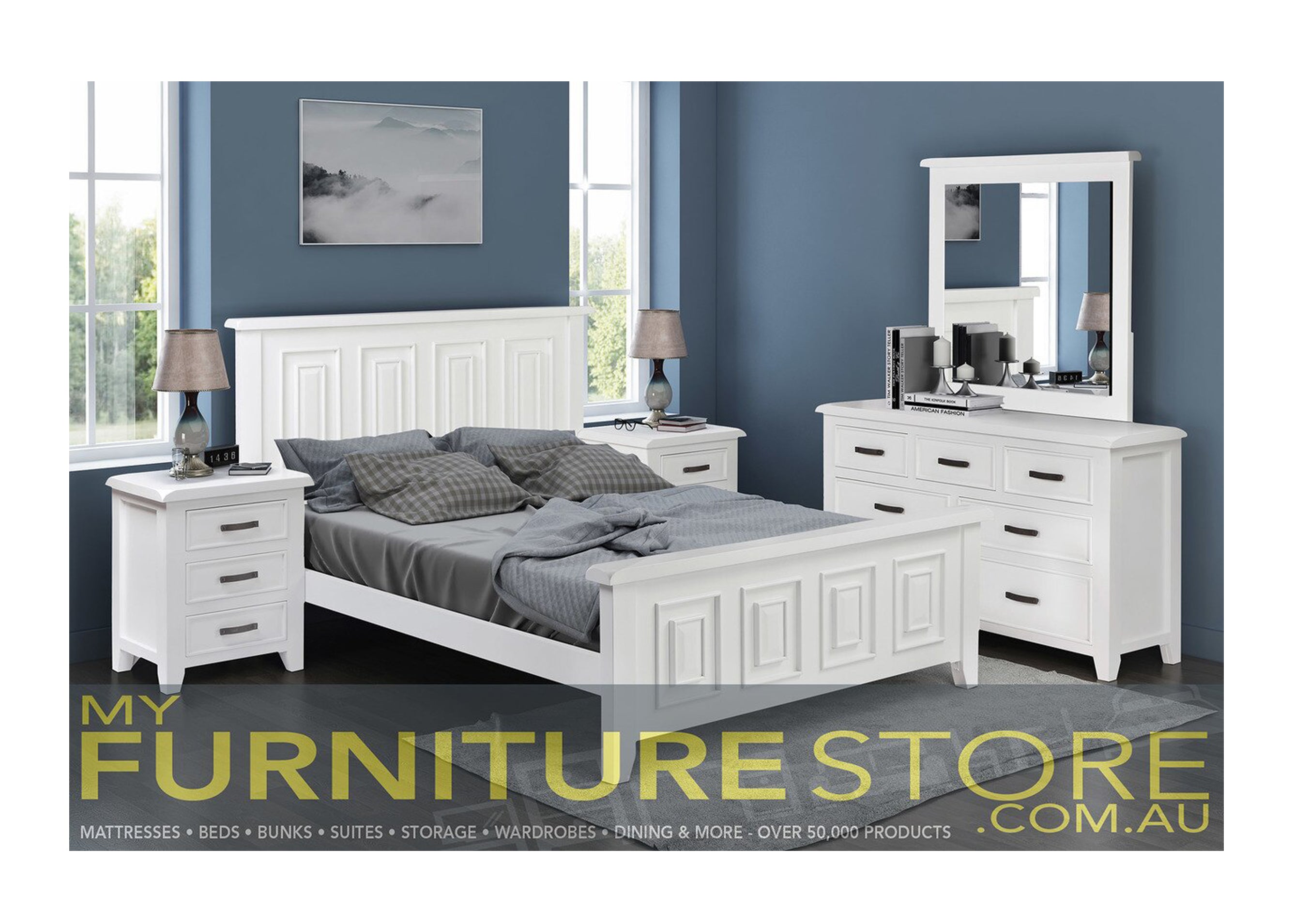 KING SINGLE SYDNEYSIDE BED FRAME - ASSORTED PAINTED COLOURS