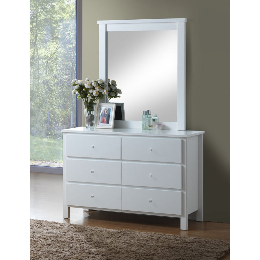  EMPRESS KING 5 PIECE HARDWOOD / MDF DRESSER  BEDROOM SUITE (2-18-15-4-9-5) - WHITE