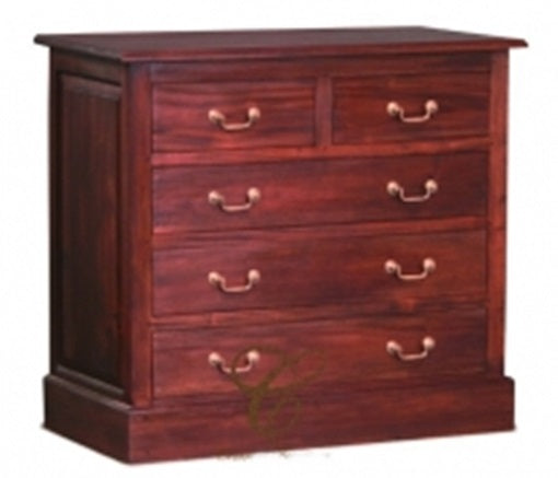 TASMANIA 5 DRAWER TALLBOY  (TB 005 PN  ) - 900(H) X 1000(W) -MAHOGANY OR CHOCOLATE
