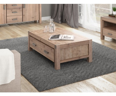CANON 2 DRAWERS COFFEE TABLE - NATURAL FINISH 