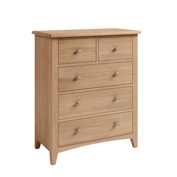 DOUBLE OR QUEEN ELEGANCE 4 PIECE TALLBOY OAK BEDROOM SUITE - (7-1-15) - LIGHT OAK