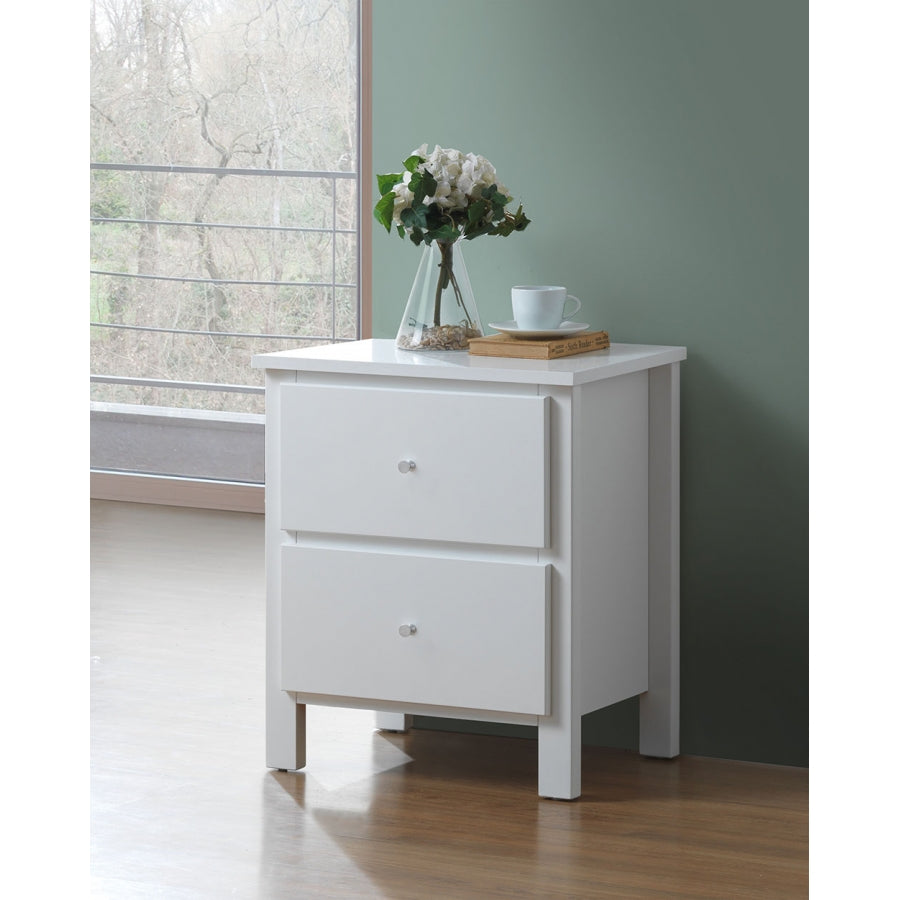 EMPRESS 2 DRAWER HARDWOOD / CUSTOM WOOD BEDSIDE TABLE (2-18-15-4-9-5) - WHITE