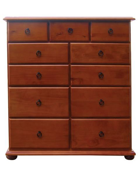 ANNA (AUSSIE MADE) 11 DRAWERS SOLID TIMBER TALLBOY CHEST WITH EXTENSION RUNNERS - 1230(H) X 1200(W) - ASSORTED COLOURS