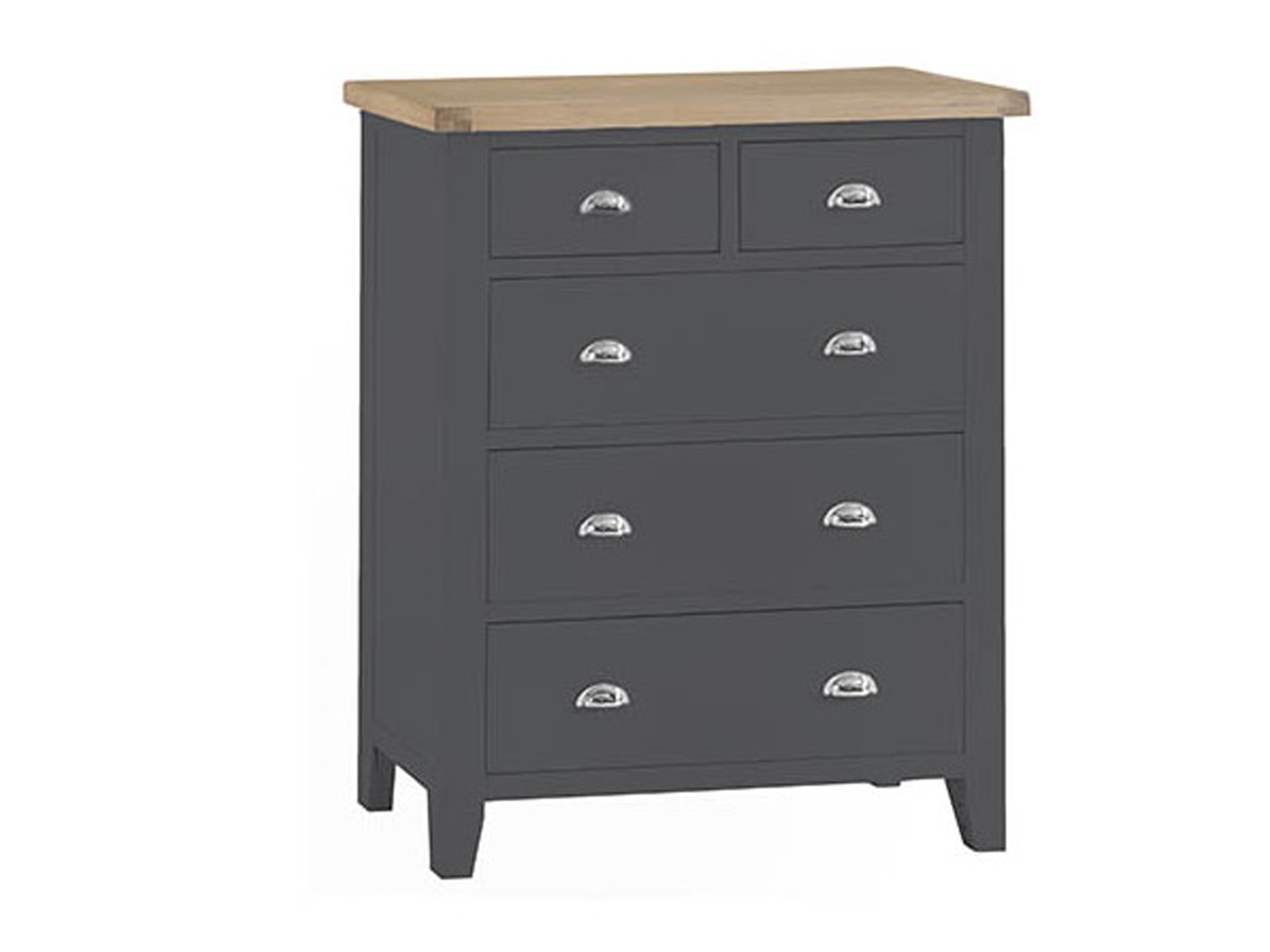 SPENCER (TT-J2O3-CH) JUMBO 5 DRAWER SPLIT TOP TALLBOY  - 1200(H) X 1000(W) - CHARCOAL / LIGHT OAK (2 TONE)