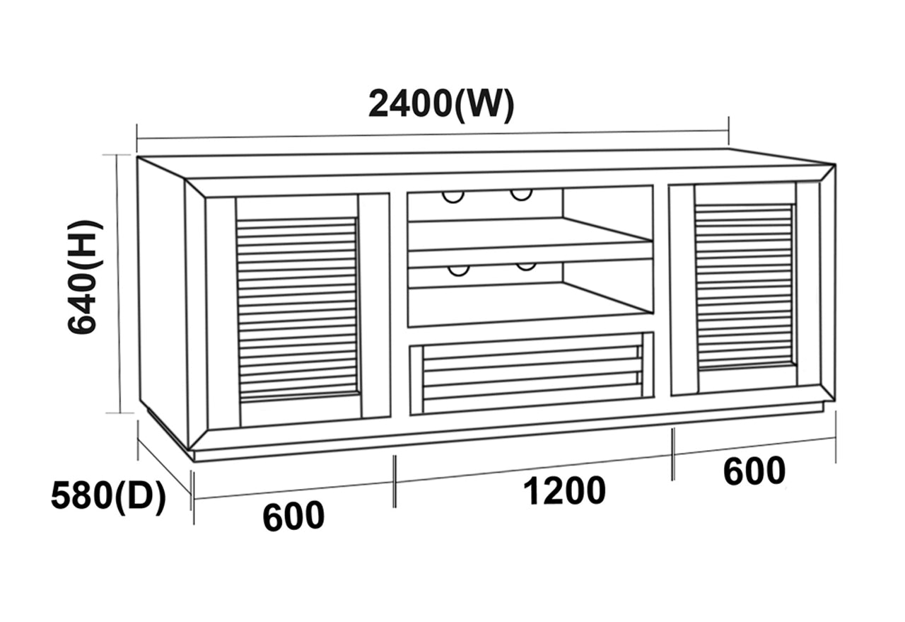  MANLY (AUSSIE MADE) TV UNIT 4 - 640(H) x 2400(W) x 580(W) - ASSORTED COLOURS (#219)