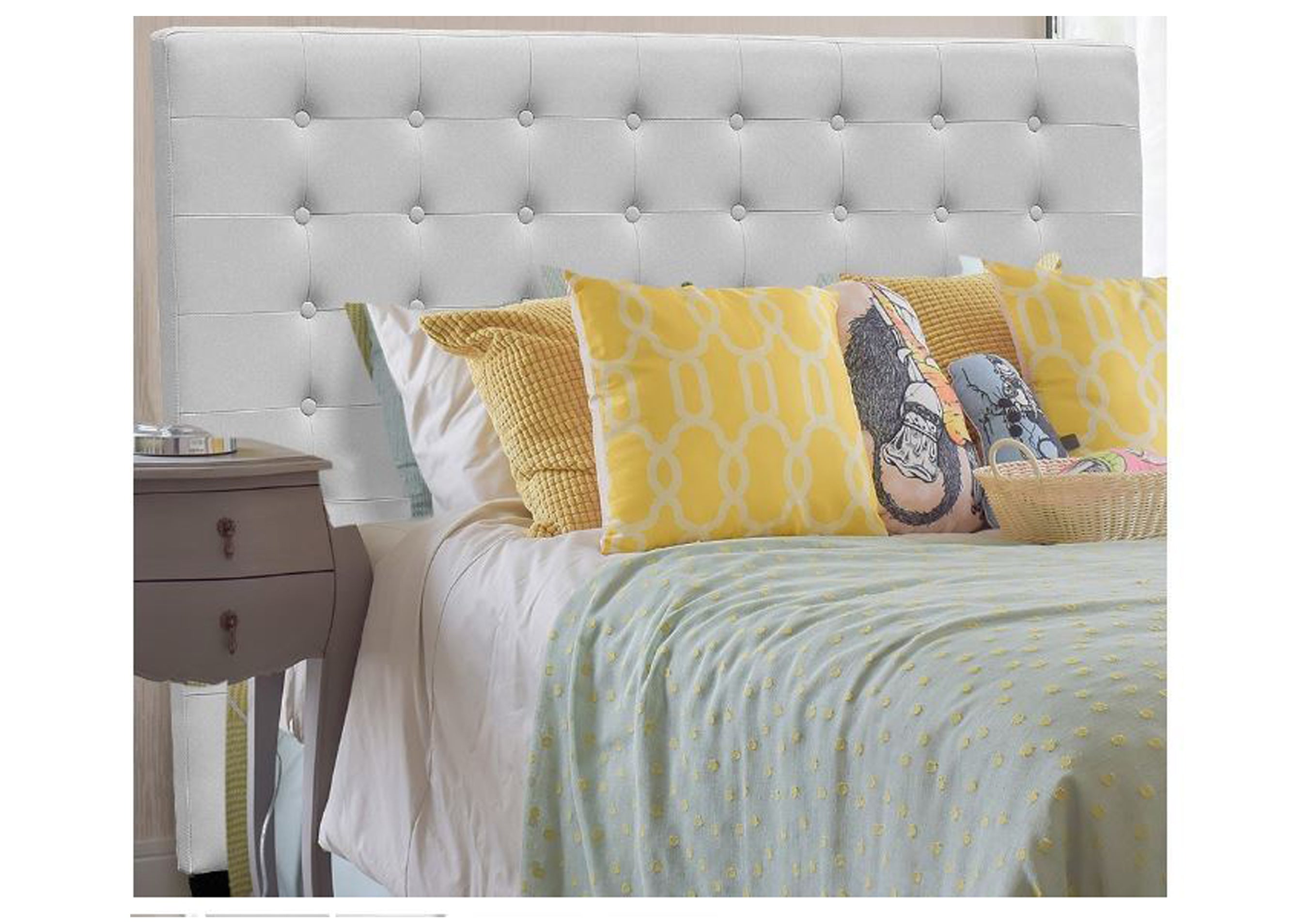 QUEEN GRONTEC FABRIC  HEADBOARD ONLY - GREY