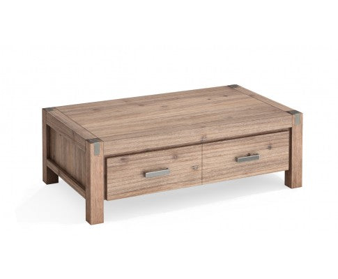 CANON 2 DRAWERS COFFEE TABLE - NATURAL FINISH 