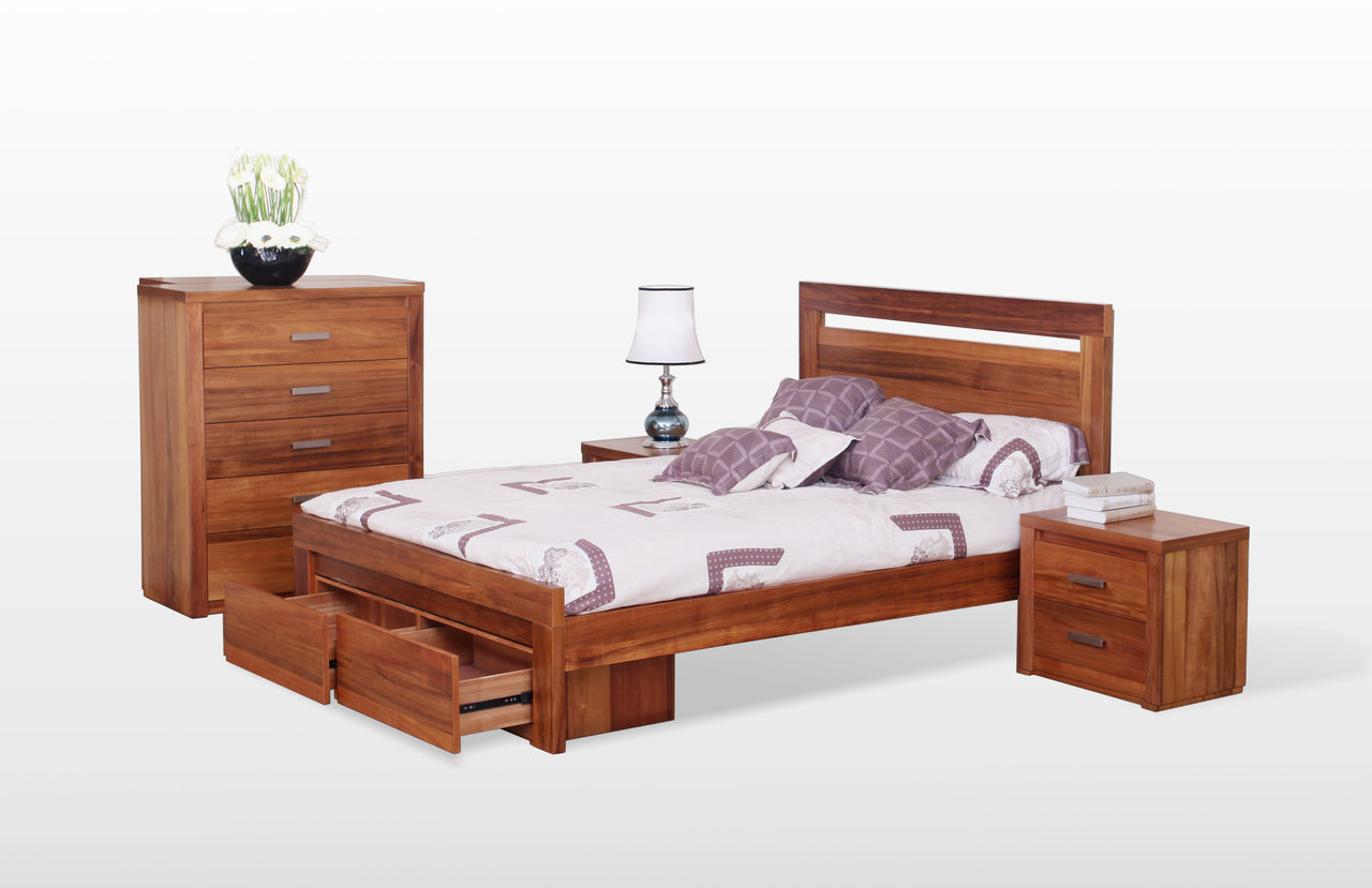 QUEEN VODKA (217) BED WITH UNDERBED STORAGE DRAWERS - NATURAL