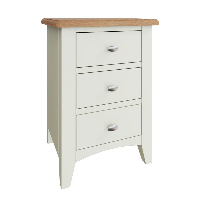 EMMETT (GA-LBSC-W) 3 DRAWER LARGE BEDSIDE TABLE - 580(H) x 420(W) x 350(D) - IVORY WHITE / LIGHT OAK (2 TONE)
