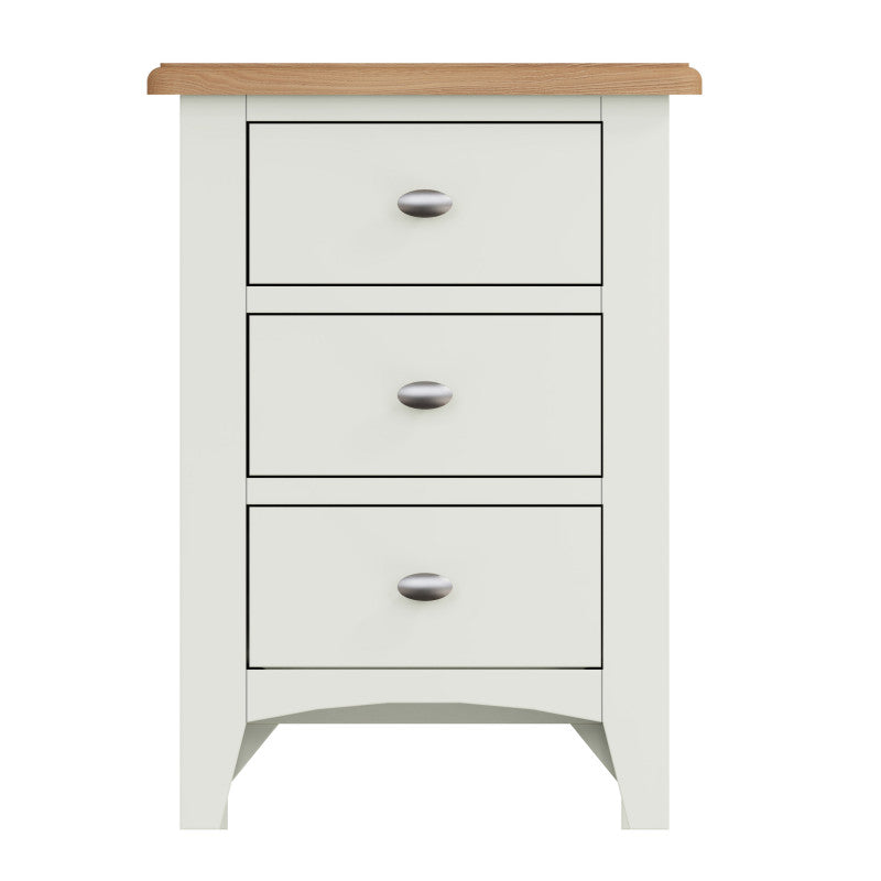 EMMETT (GA-LBSC-W) 3 DRAWER LARGE BEDSIDE TABLE - 580(H) x 420(W) x 350(D) - IVORY WHITE / LIGHT OAK (2 TONE)