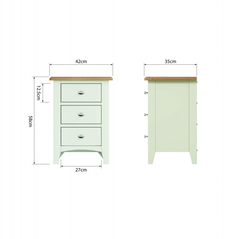 EMMETT (GA-LBSC-W) 3 DRAWER LARGE BEDSIDE TABLE - 580(H) x 420(W) x 350(D) - IVORY WHITE / LIGHT OAK (2 TONE)