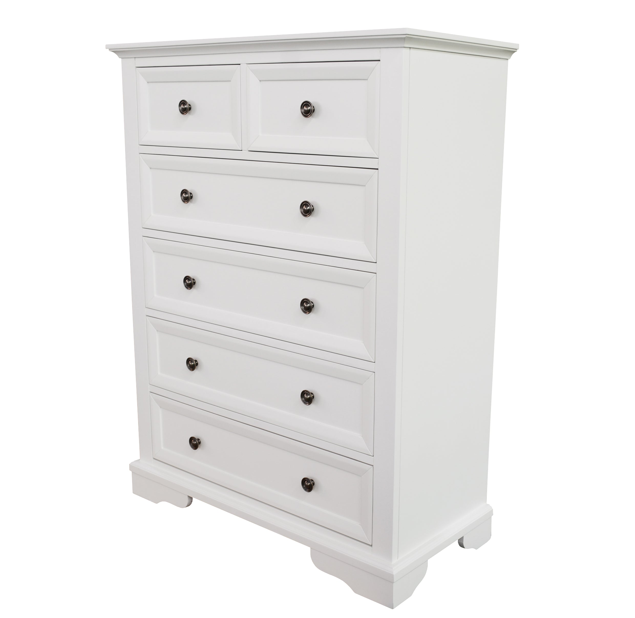 AUSTIN 6 DRAWER SPLIT TOP TALLBOY - 1255(H) x 970(W) - WHITE