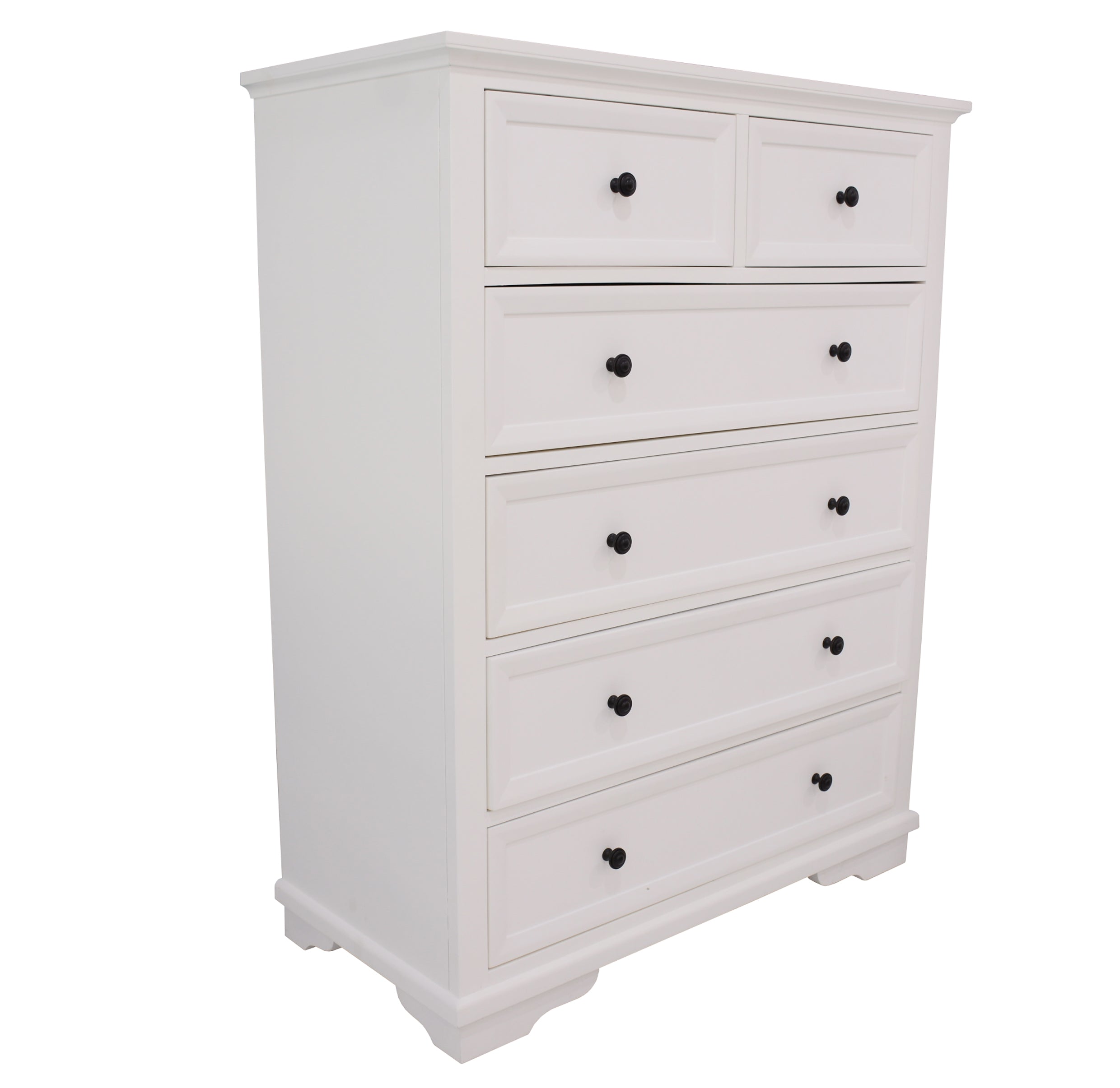 CHANELLE KING 4 PIECE (TALLBOY) BEDROOM SUITE (22-9-5-14-14-1) - WHITE