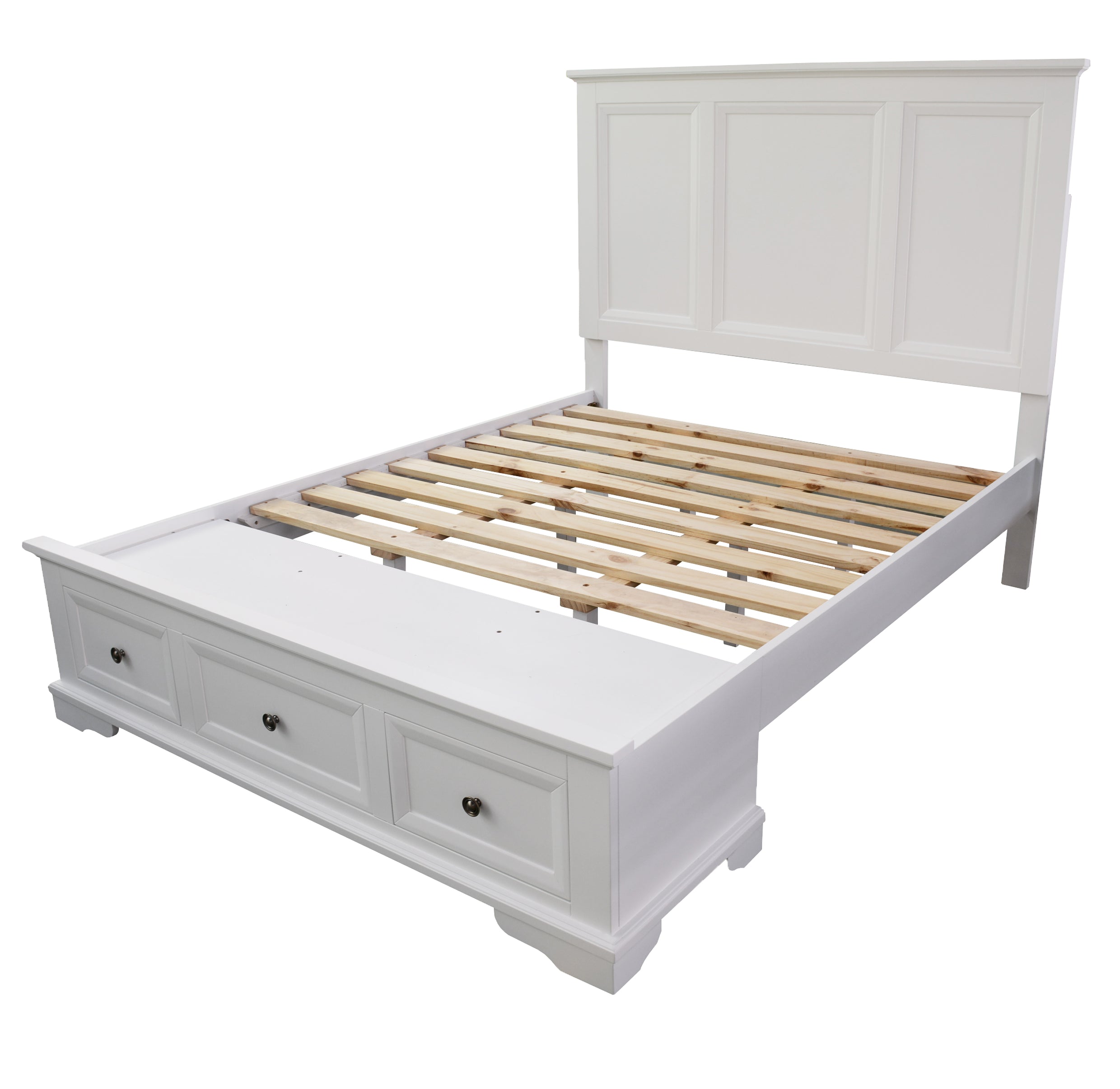 KING AUSTIN TIMBER BED FRAME - WHITE