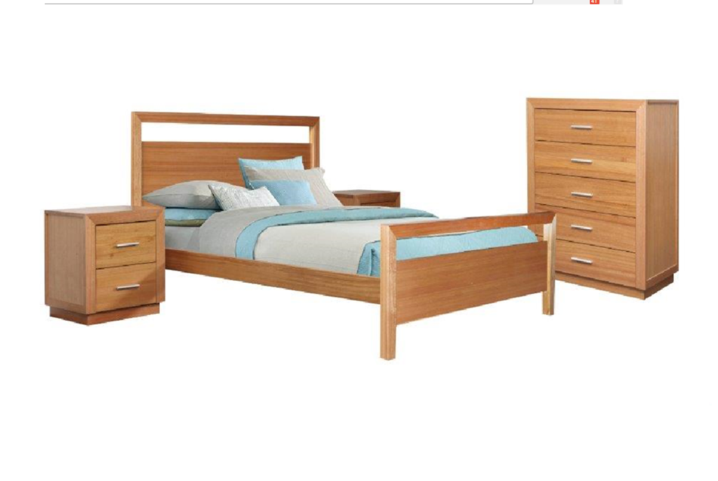 SUBURBAN  SINGLE OR KING SINGLE  3 PIECE TALLBOY BEDROOM SUITE -  CLEAR LACQUER