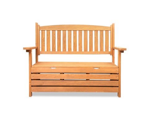 ZAIN 2  SEATER WOODEN OUTDOOR  STORAGE BENCH (1145W) - NATURAL