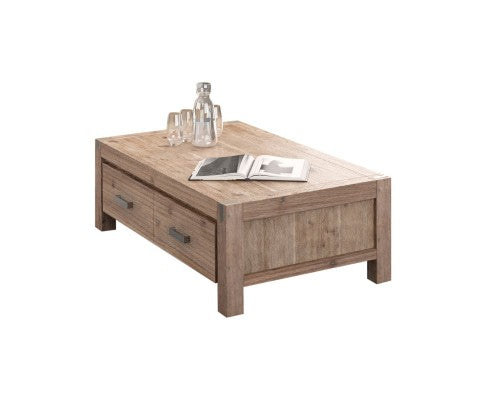 CANON 2 DRAWERS COFFEE TABLE - NATURAL FINISH 