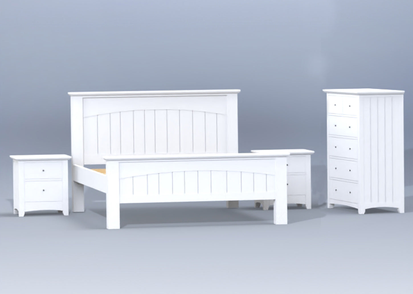 DOUBLE OR QUEEN ANDREIA (CUSTOM MADE) 4 PIECE (TALLBOY) BEDROOM SUITE - ASSORTED COLOURS