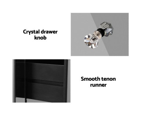AVANT 3 DRAWER SKINNY MIRRORED BEDSIDE TABLE - SILVER CLEAR OR SMOKEY GREY