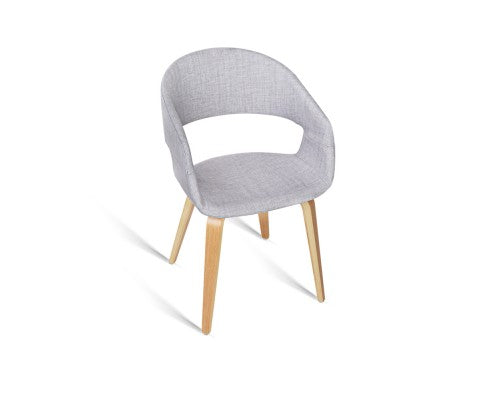  ABBIE SET OF 2 FABRIC UPHOLSTERED CHAIR  - LIGHT GREY