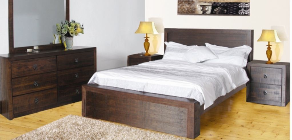 ASIDA QUEEN (AUSSIE MADE) 4 PIECE TALLBOY BEDROOM SUITE WITH 6 DRAWER TALLBOY - TASSIE OAK COMBINATION - ASSORTED COLOURS