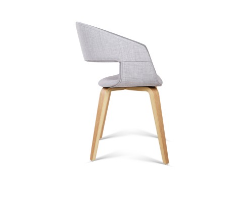  ABBIE SET OF 2 FABRIC UPHOLSTERED CHAIR  - LIGHT GREY