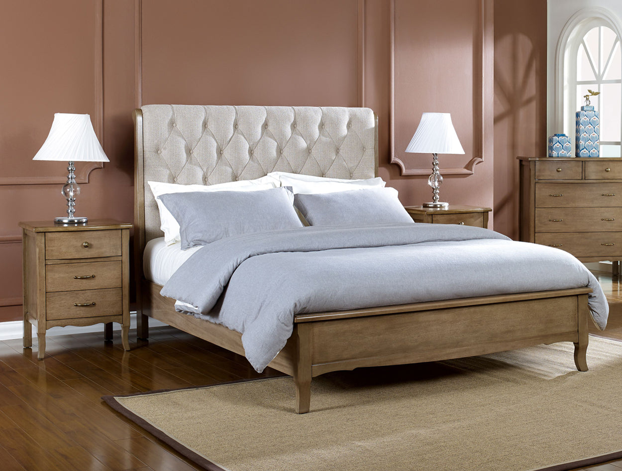 AELYNN (6202) KING 3 PIECE (BEDSIDE) BEDROOM SUITE WITH PADDED HEADBOARD - AS PICTURED