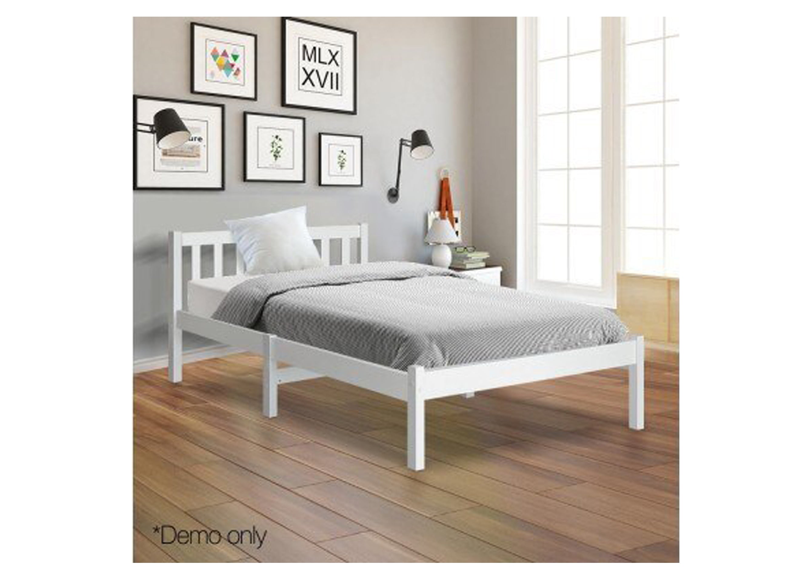 SINGLE CARTER TIMBER BED - WHITE 