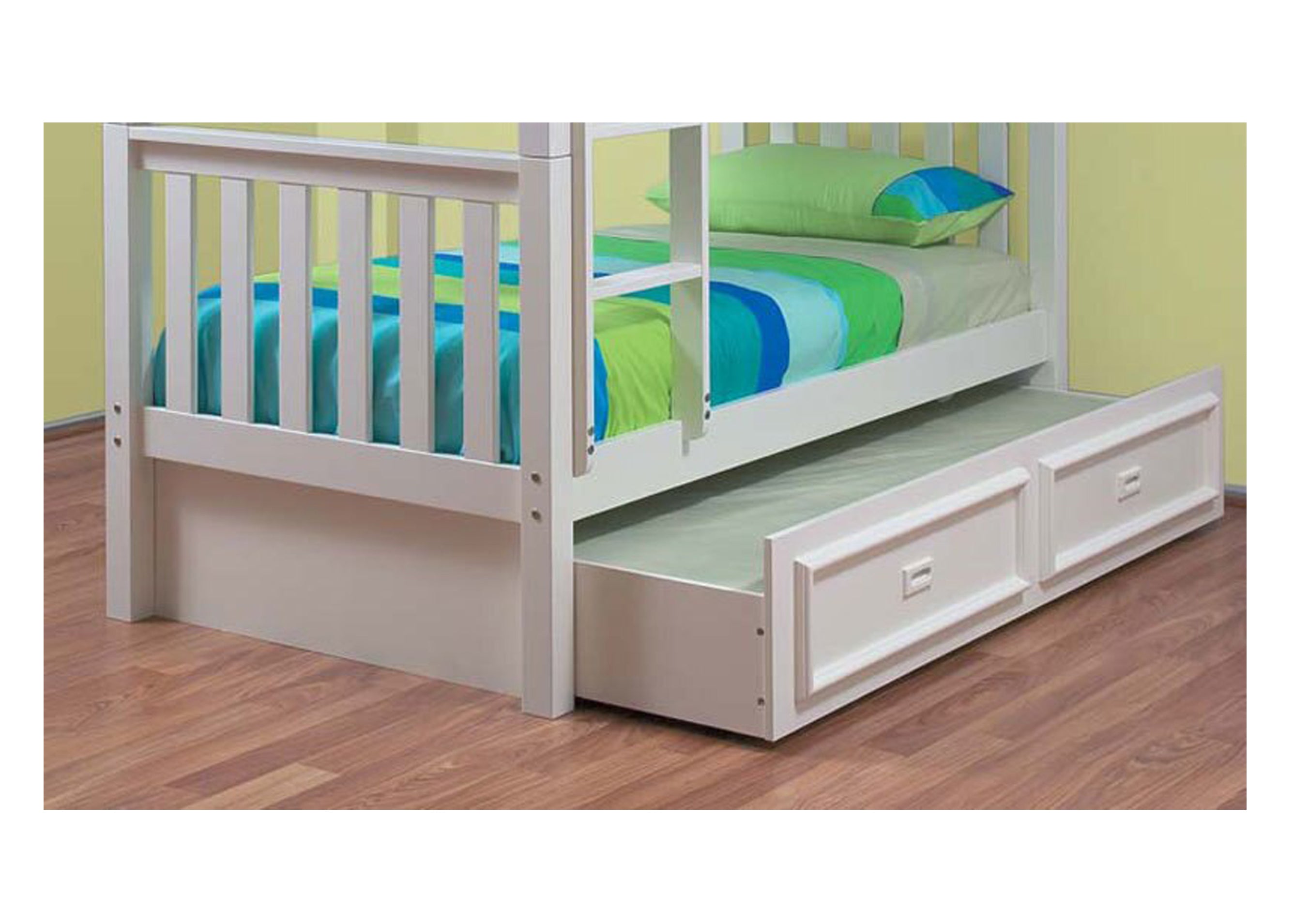 SINGLE TEENAGE TRUNDLE BED ONLY (WITH MOULDED HANDLES) - ARCTIC WHITE
