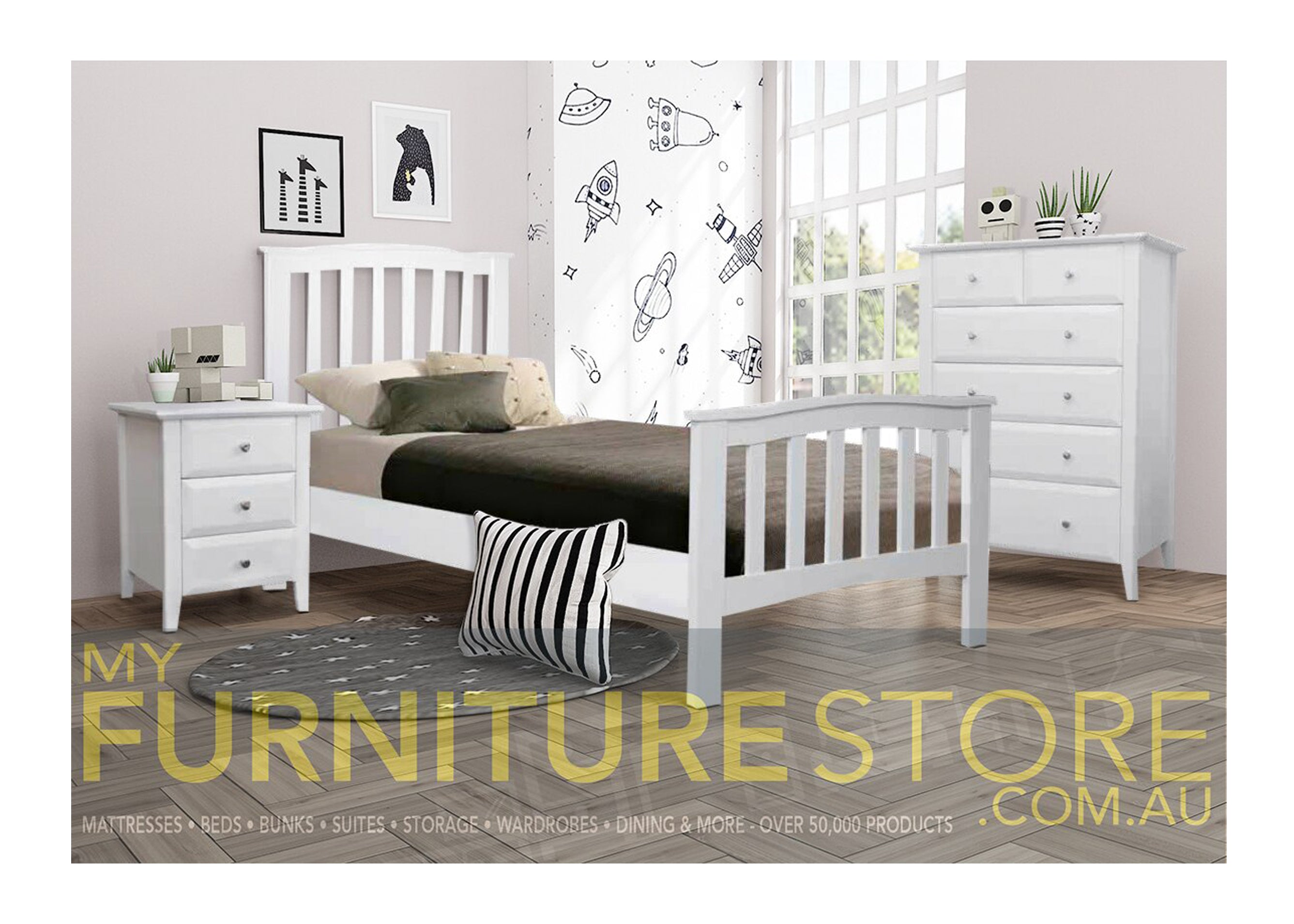 KING SINGLE DONESS (AUSSIE MADE) BED  - ASSORTED STAINED COLOURS