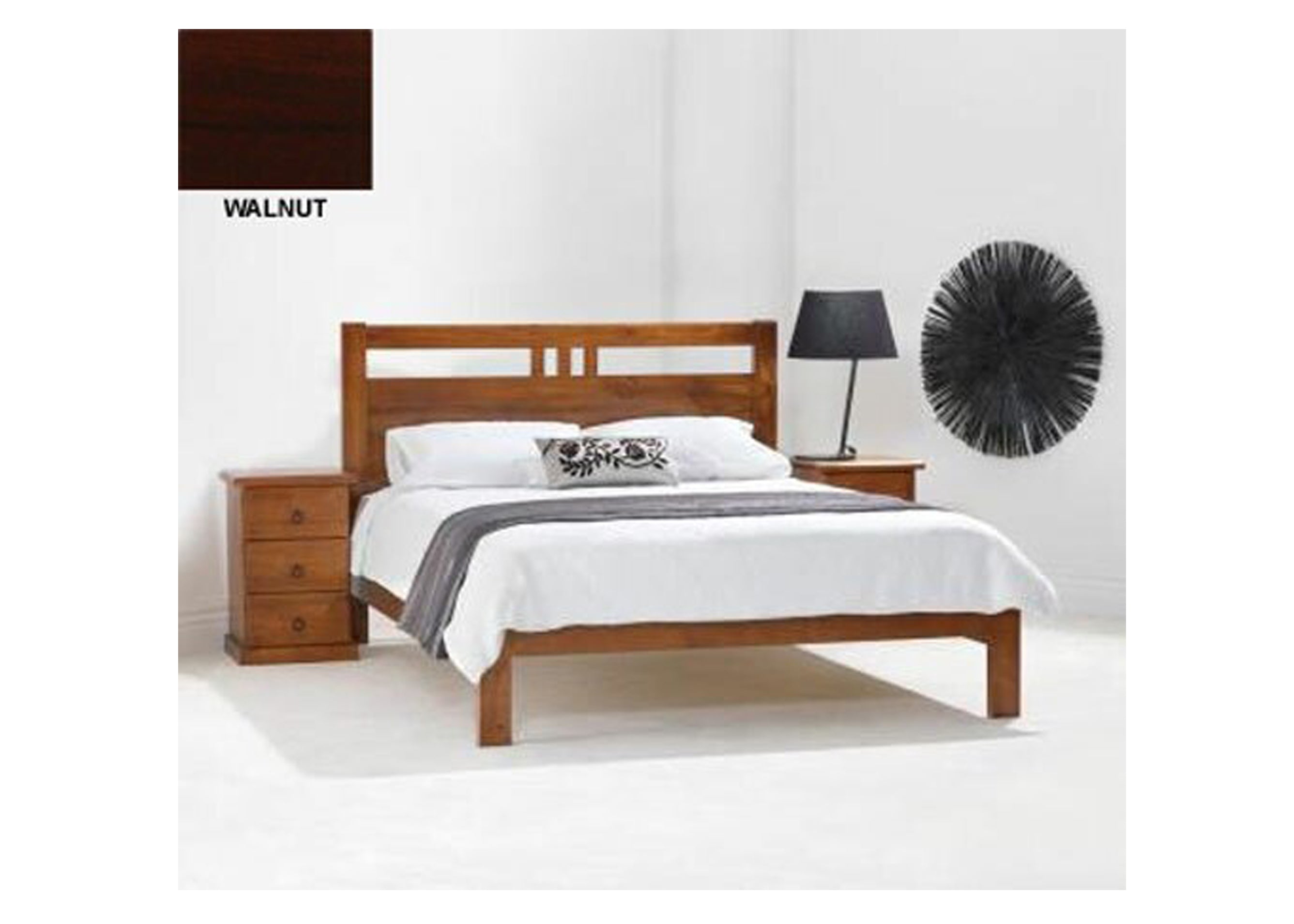 KING SINGLE TORONTO BED (MODEL 11-1-20-5) - BLACKWOOD OR WALNUT 