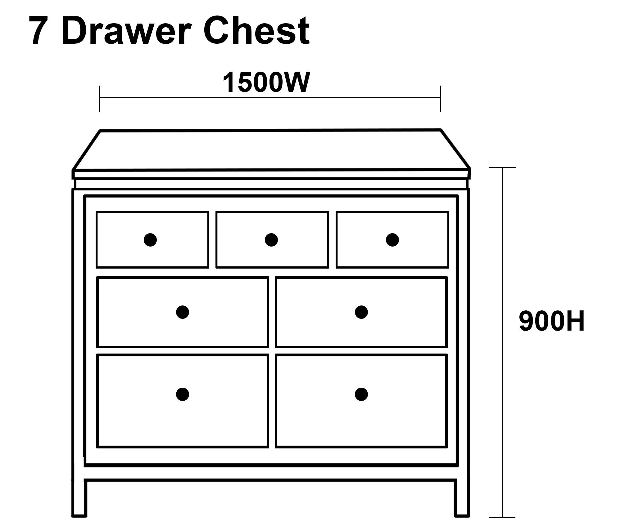 OZARK (AUSSIE MADE) 7 DRAWER LOWBOY - 900(H) x 1500(W) - ASSORTED PAINTED COLOURS