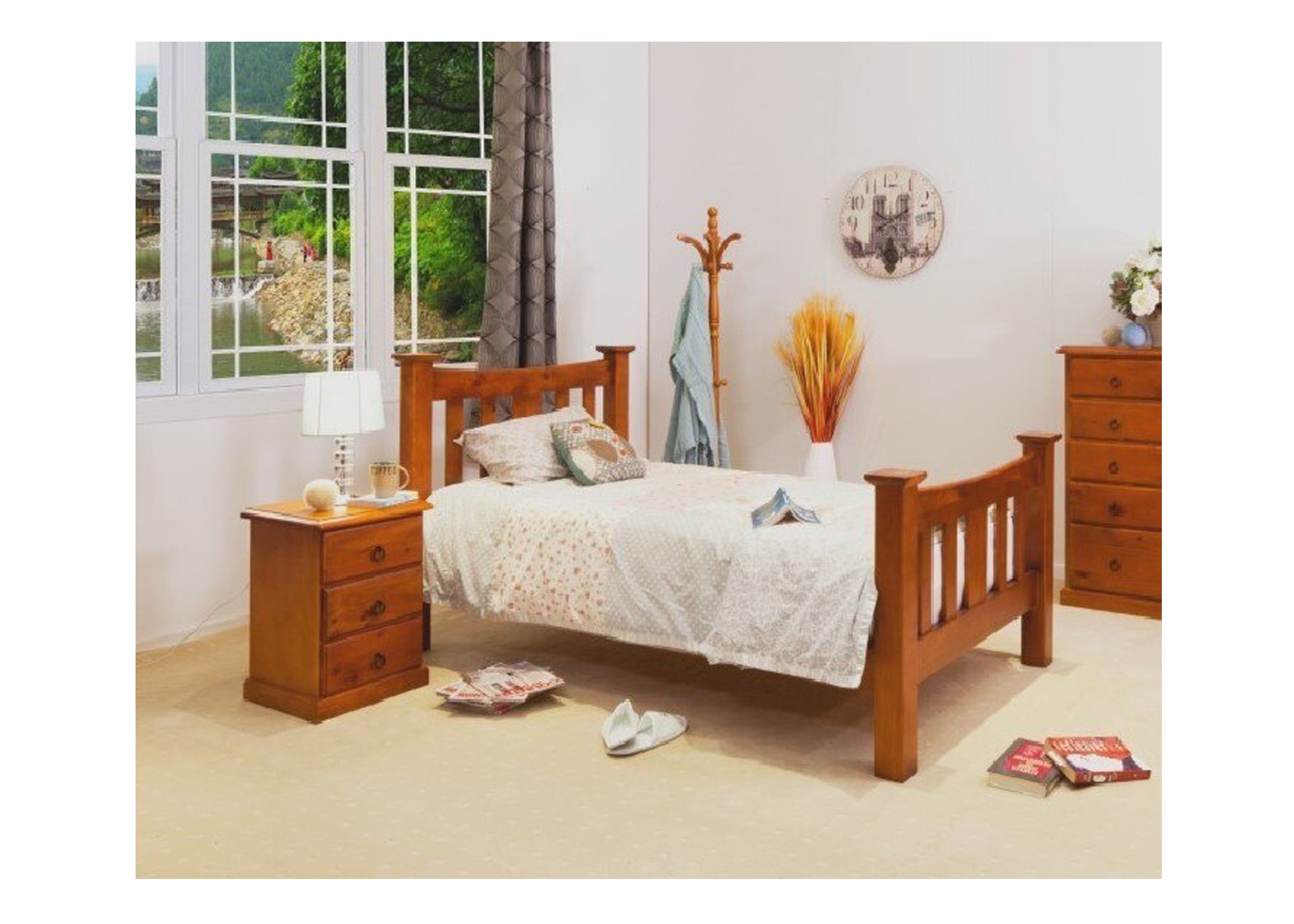 SINGLE CARRIE FEDERATION BED (002ML) - GOLDEN BROWN
