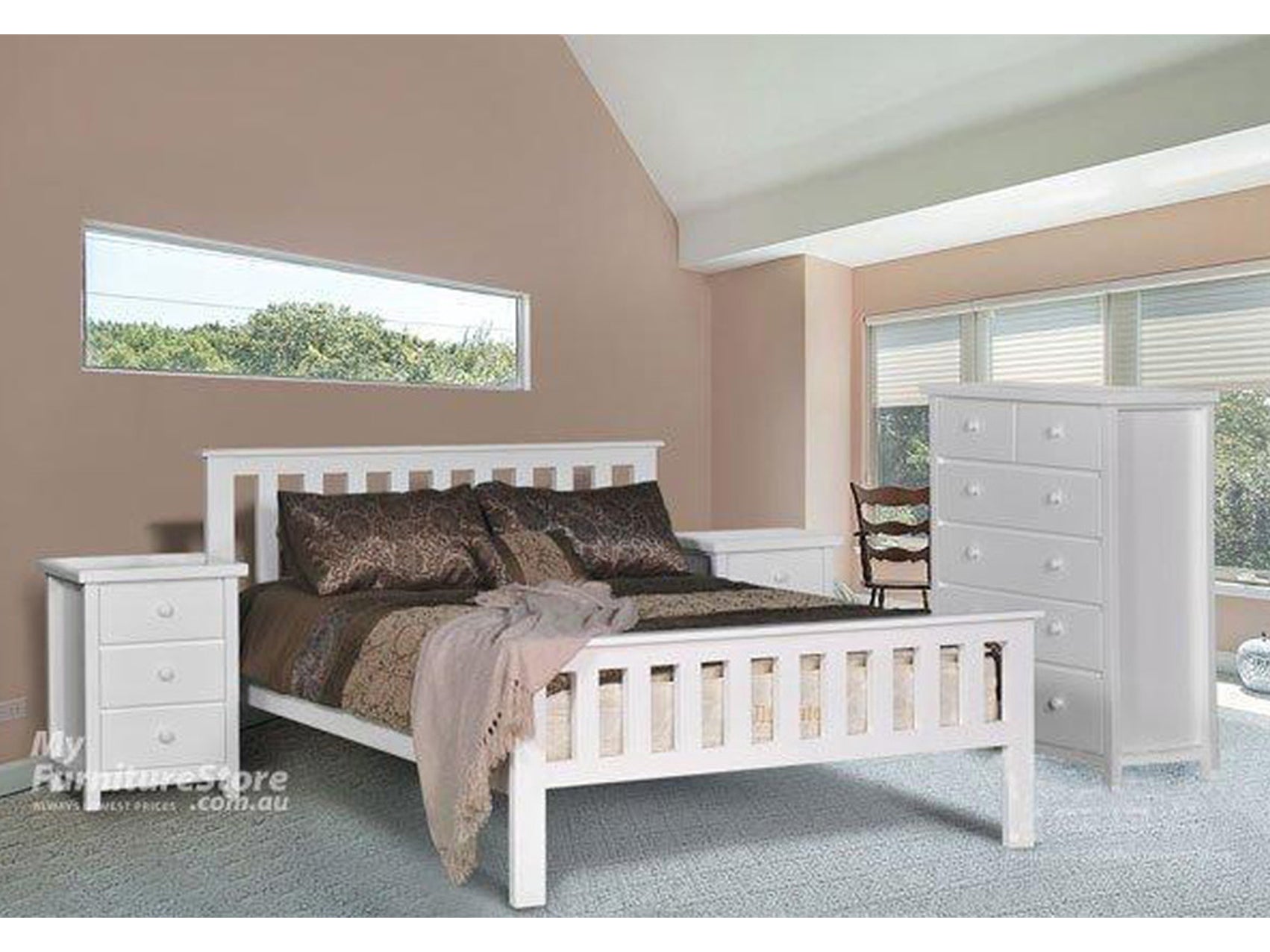 KING SINGLE CRONULLA (AUSSIE MADE) BED WITH MATCHING FOOT - TASSIE OAK COMBINATION - ASSORTED COLOURS