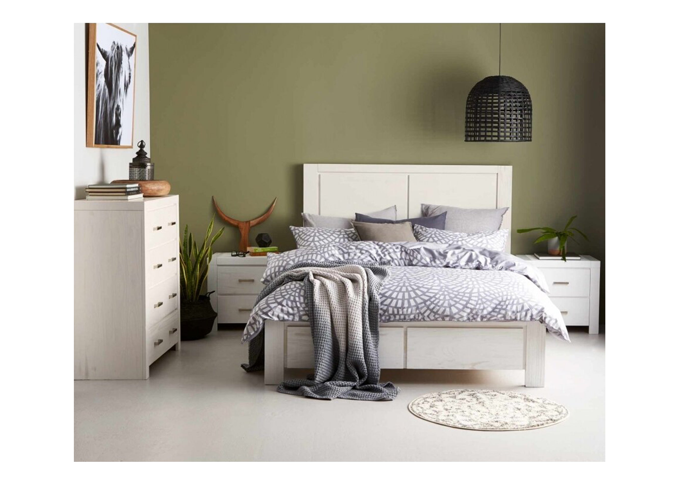 KING SINGLE BESSEMER TIMBER BED FRAME - ASSORTED COLOURS