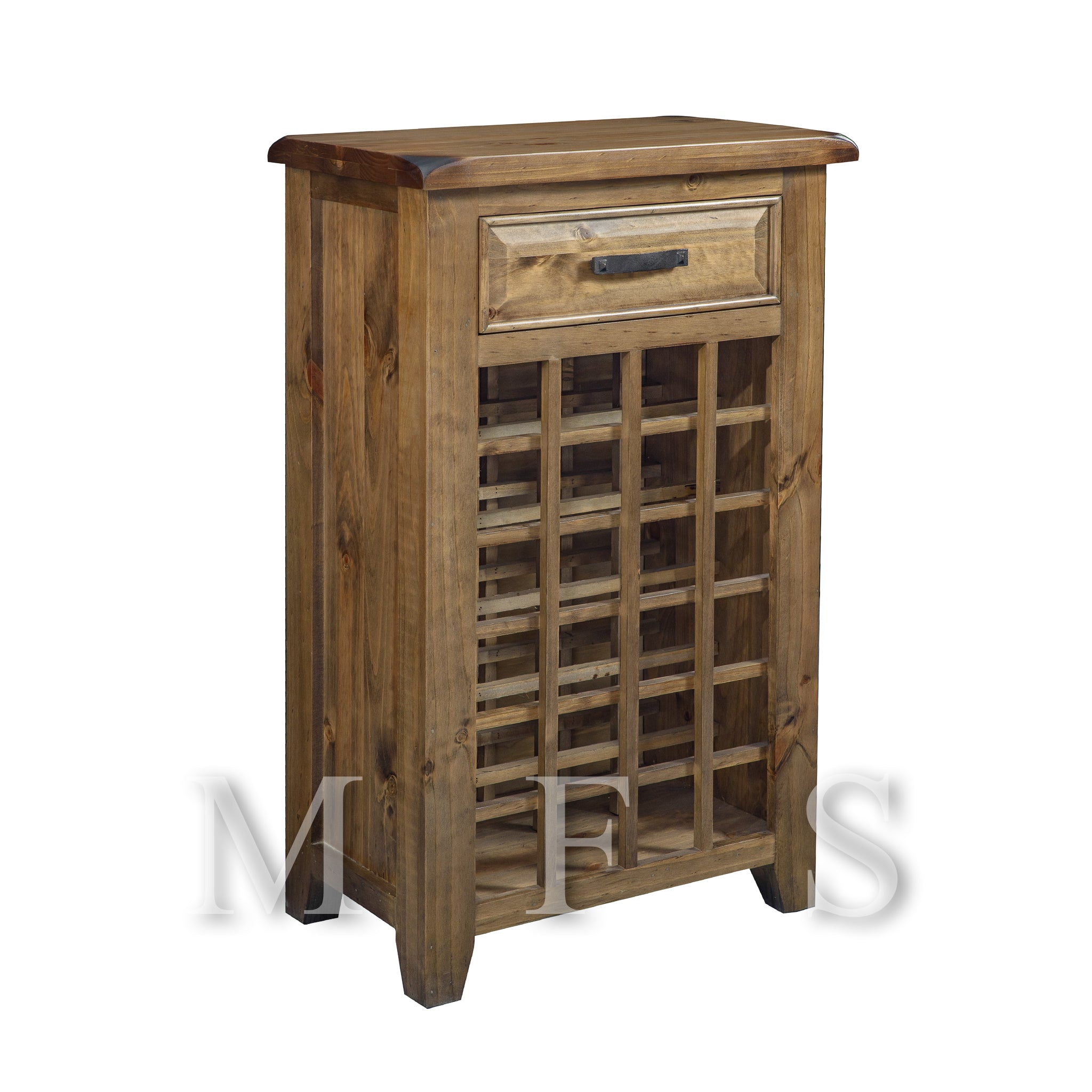 PINELANDS 24 BOTTLE WINE RACK WITH 1 DRAWER - GREYWASH