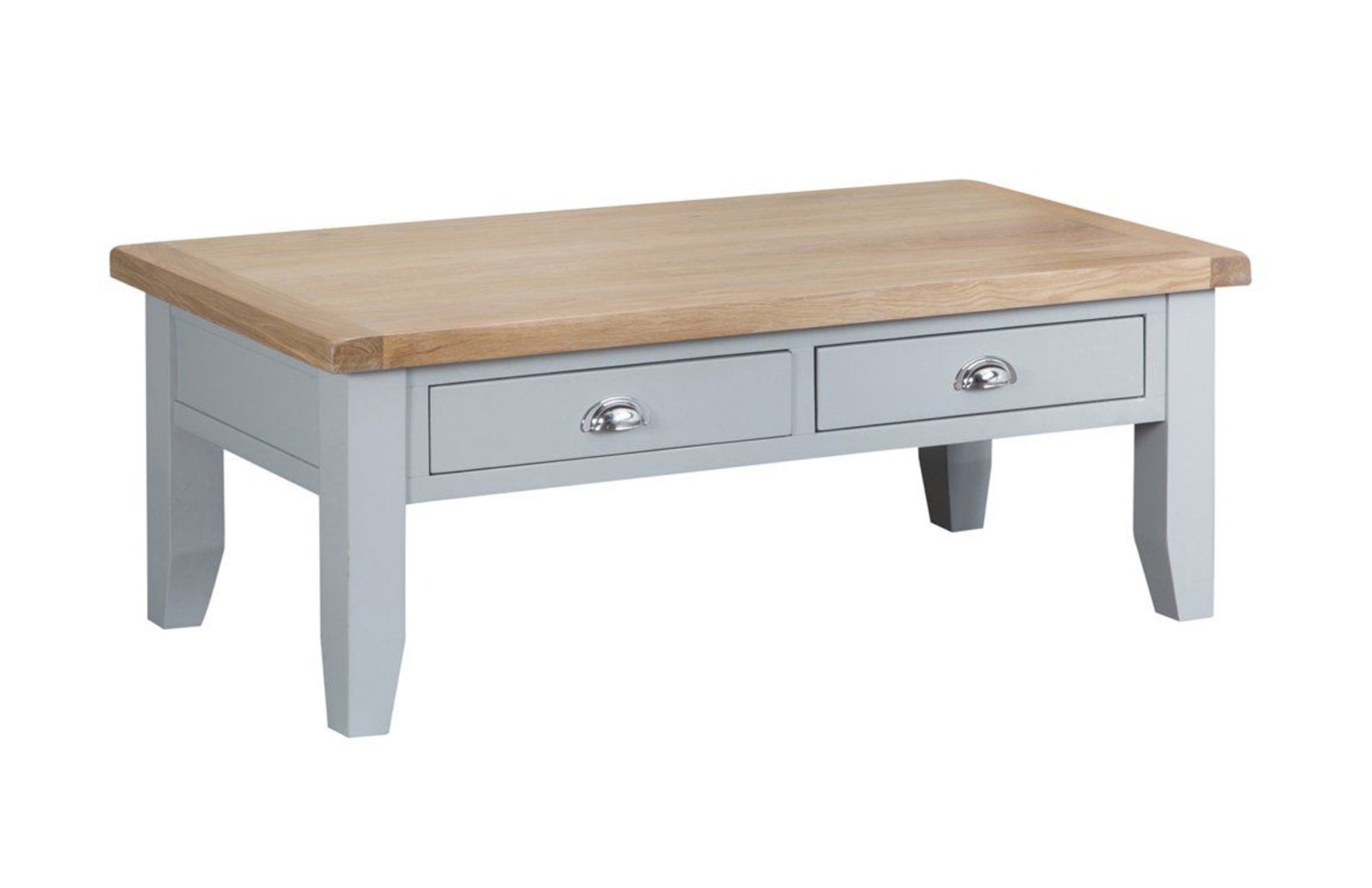ARBETTA (TT-LCT-W) LARGE COFFEE TABLE WITH 2 DRAWERS - 1200(W) X 600(D) - IVORY WHITE / OAK - 1 ONLY ONLINE SPECIAL (FLOOR MODEL) - READY TO GO
