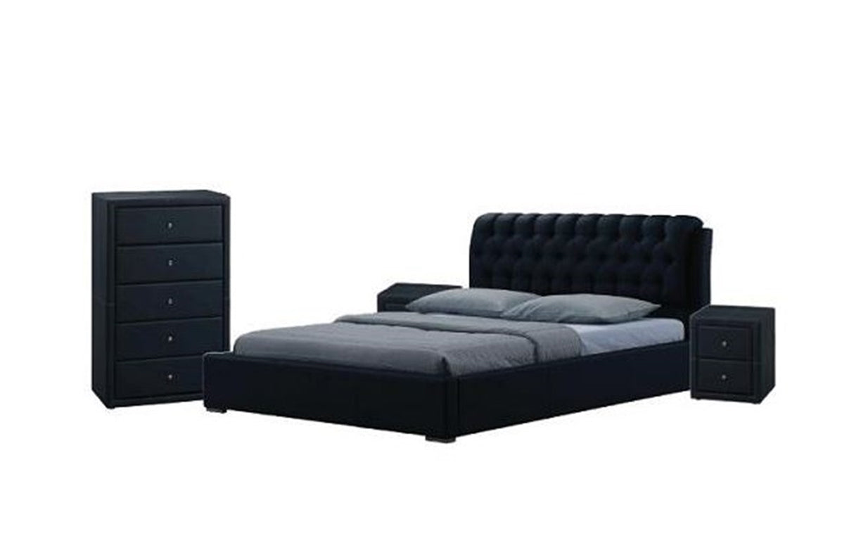 AVALON (WD-4118) KING 4 PIECE TALLBOY BEDROOM SUITE - LEATHERETTE - BLACK OR WHITE 