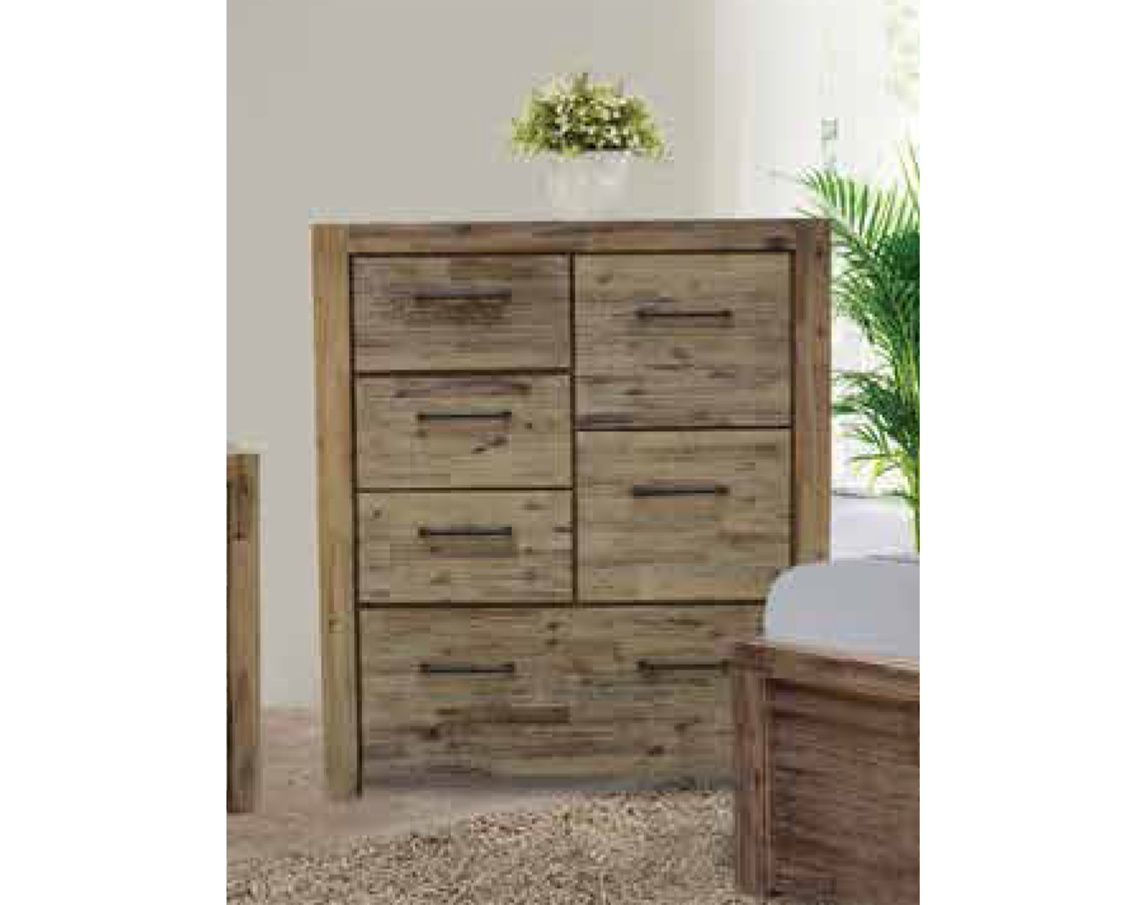 WINSLOW ACACIA 6 DRAWERS LARGE TALLBOY - AS PICTURED