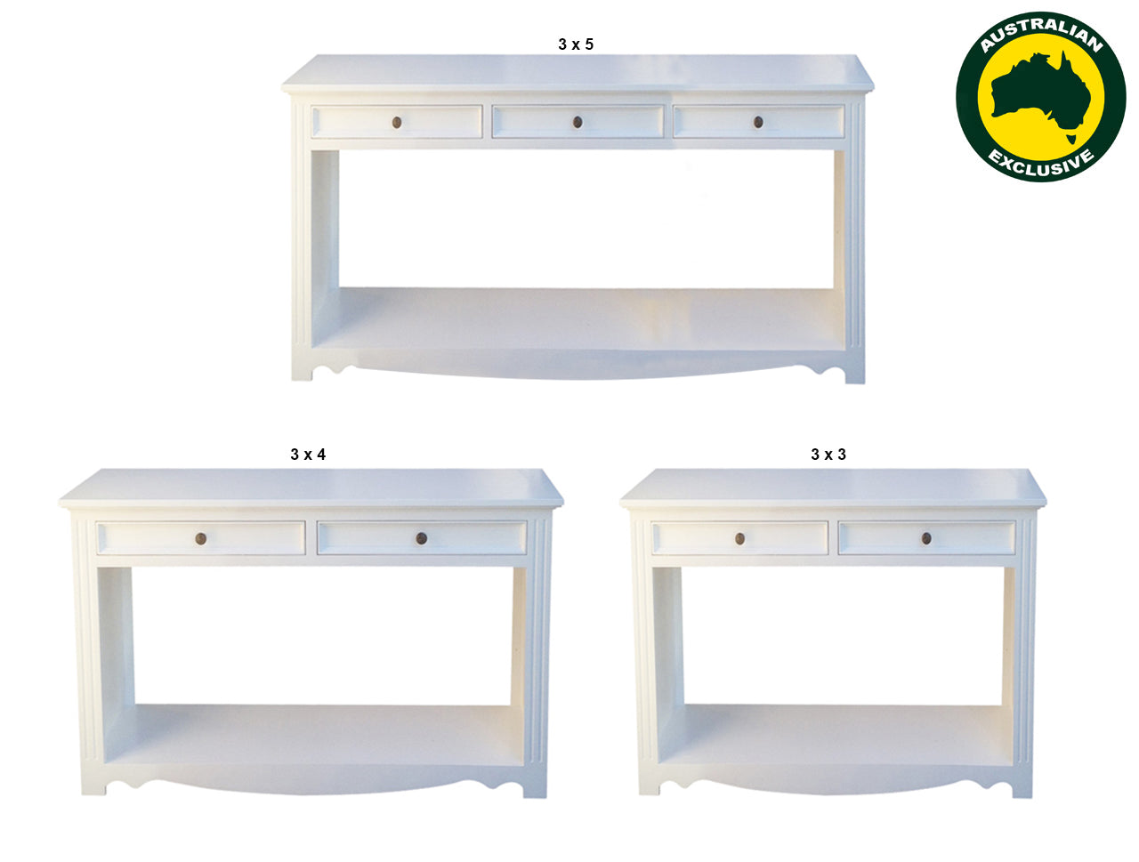 ANZAC / MOSMAN (AUSSIE MADE) HALL TABLE COLLECTION - ASSORTED PAINTED COLOURS - STARTING FROM $799