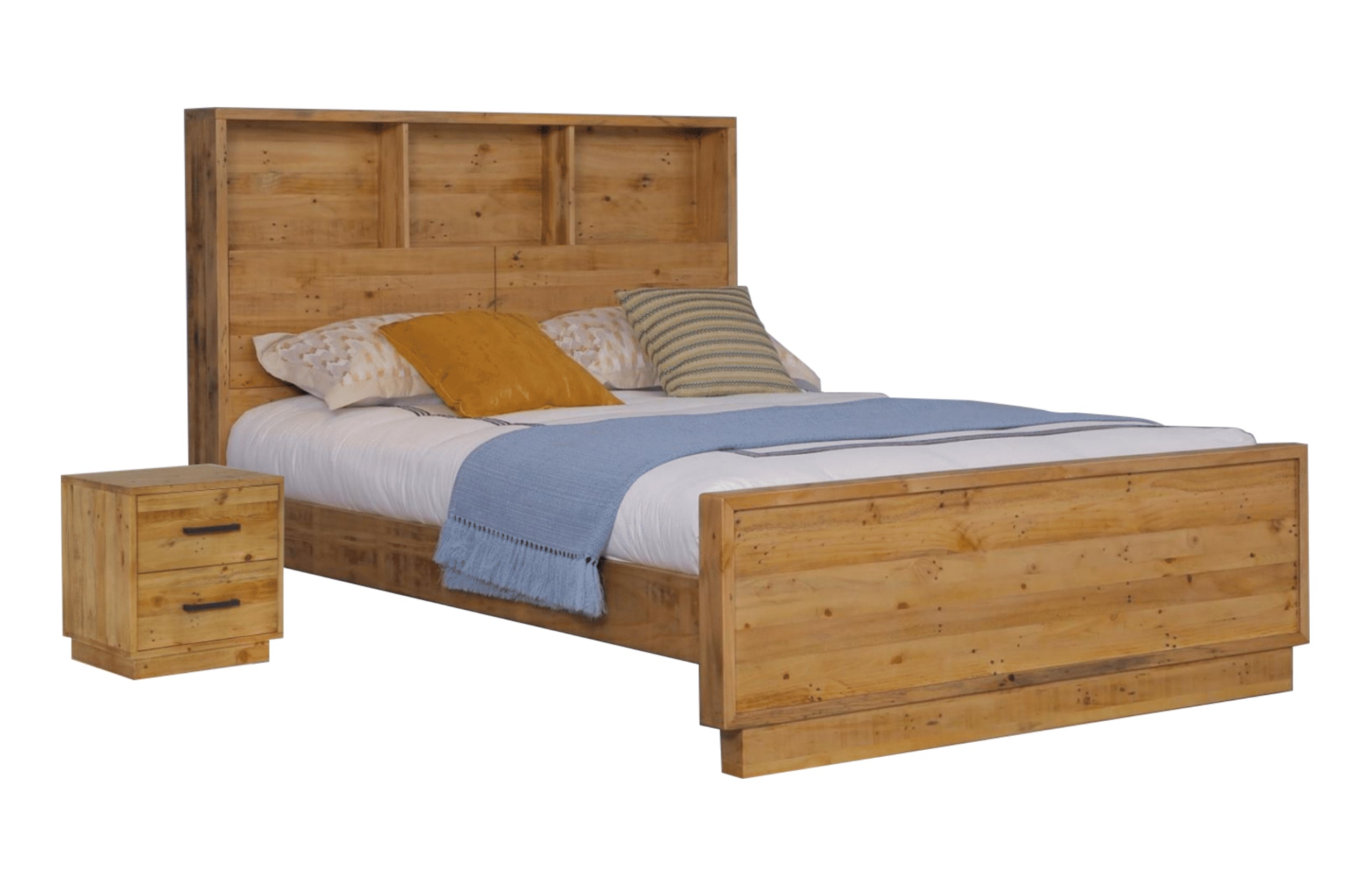 KING SINGLE SYRACUSE BOOKEND BED - RUSTIC