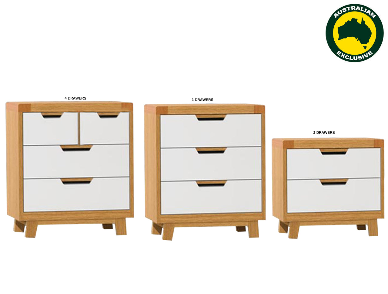 AVALON (AUSSIE MADE) BEDSIDE TABLE COLLECTION - TASSIE OAK COMBINATION - ASSORTED PAINTED / STAINED COLOURS - STARTING FROM $799