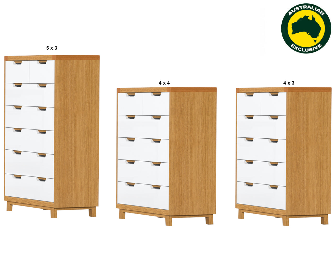 AVALON (AUSSIE MADE) 6 DRAWER TALLBOY COLLECTION - TASSIE OAK / CUSTOM-WOOD COMBINATION - ASSORTED STAINED / PAINTED COLOURS - STARTING FROM $1699
