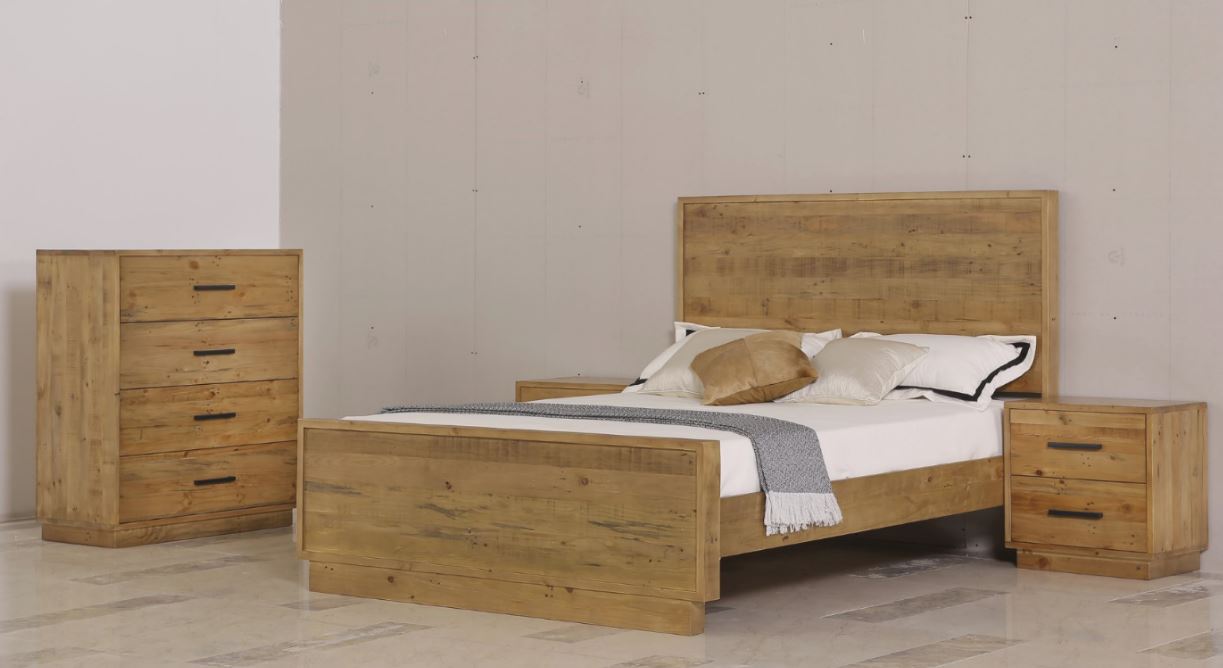 SYRACUSE DOUBLE OR QUEEN 4 PIECE (TALLBOY ) BEDROOM SUITE - (MODEL:1-21-7-21-19-20) - RUSTIC