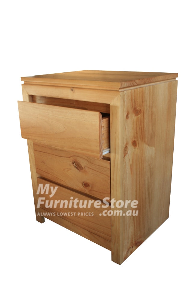 CELINE (AUSSIE MADE)  FINGERGROOVE 3 DRAWER BEDSIDE TABLE  - WHITE OR ANTIQUE WHITE (NOT AS PICTURED)
