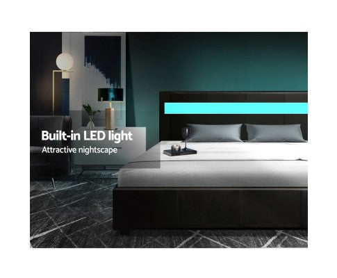 DOUBLE COLE  LEATHERETTE GAS LIFT BED - BLACK