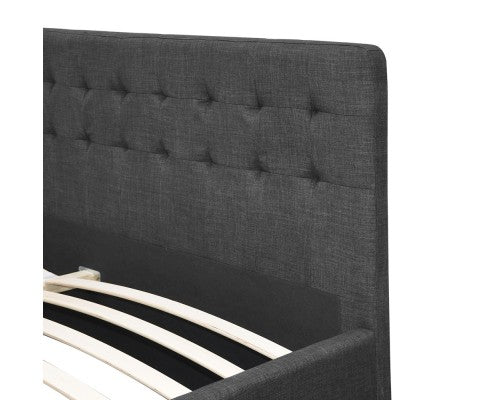QUEEN AVIO FABRIC BED WITH 4 STORAGE DRAWERS - DARK GREY