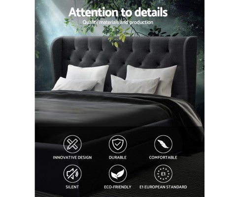  QUEEN MILA  FABRIC BED FRAME WITH 4 STORAGE DRAWERS - (BFRAME-F-MILA-Q-CHA-ABC)-  CHARCOAL