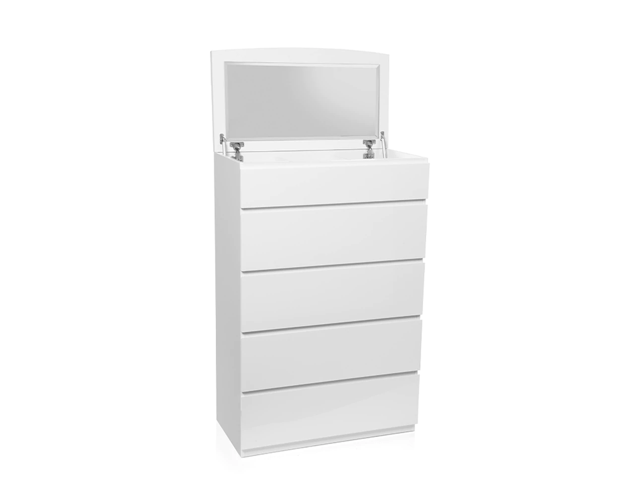ROGAN KING 6  PIECE (THE LOT) BEDROOM SUITE - BED WITH LEAD LIGHT    (MODEL:LS 718 K)  - HIGH  GLOSS WHITE